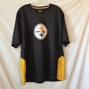 Pittsburgh Steelers Majestic Men XL TShirt Cool Base NFL Diamond Logo Black Gold